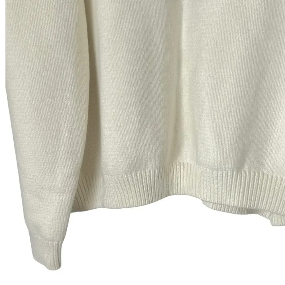 MNML Men's Large Varsity Knit Sweater Off-White w/ Bold Black 